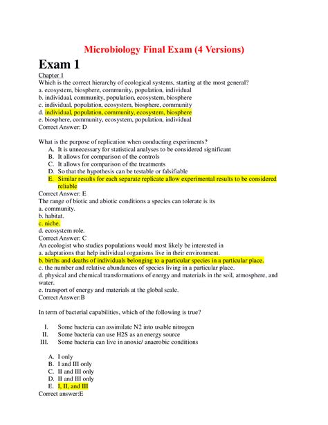 BIOD 171 MICROBIOLOGY FINAL EXAM PORTAGE LEARNING Browsegrades