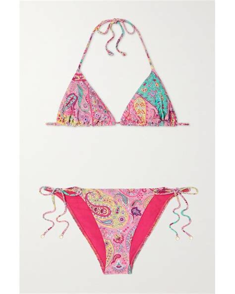 Etro Artemis Neckholder Bikini Mit Paisley Print In Pink Lyst At