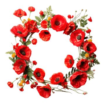 Poppy Flower Wreath, Poppy, Flower, Floral PNG Transparent Image and Clipart for Free Download