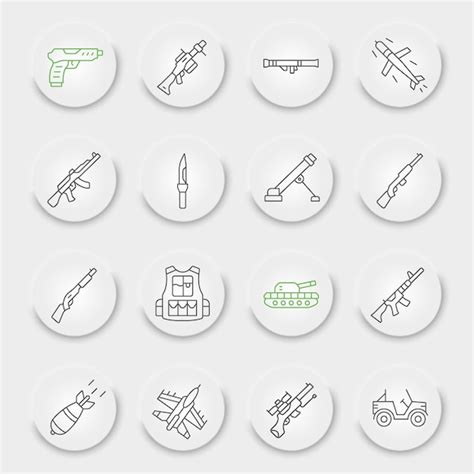 Premium Vector Military Line Icon Set