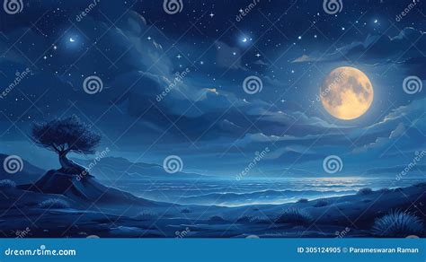 Full Moon Landscape Stock Illustration Illustration Of Celebration