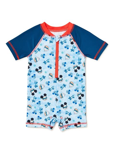 Mickey Mouse Baby Boy Swim One Piece Rash Guard, Sizes 0-12M - Walmart.com