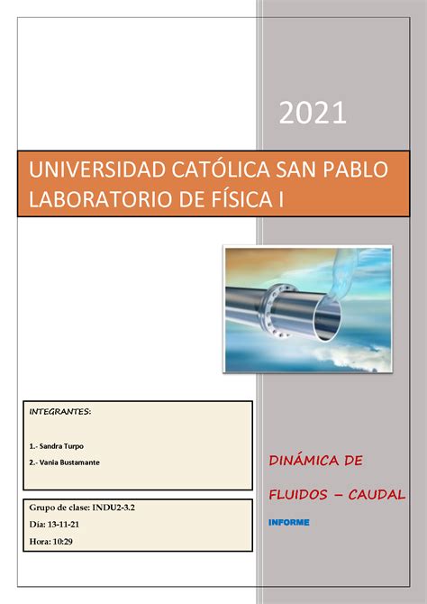 SOLUTION Informe Pr Ctica Din Mica De Fluidos Caudal Sandra Y Vania