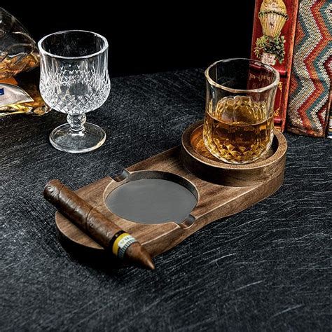 Buy Wooden Cigar Ashtray Wood Solid Cigar Ashtray Whiskey Glass Tray And Cigar Holder Cigar