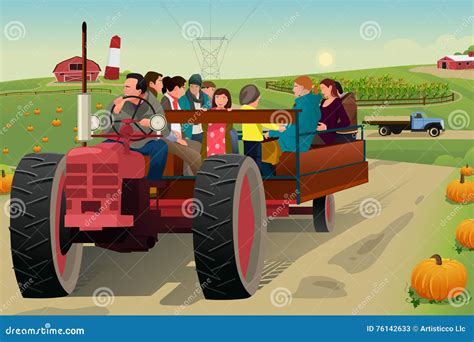 People On A Hayride Stock Vector Illustration Of Girl 76142633