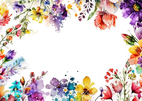 Colorful Flowers Frame For Card Design 22636234 PNG