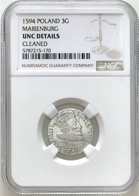 Zygmunt Iii Waza Trojak Grosze Malbork Ngc Unc Piers Ienie