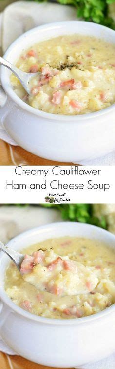 Creamy Cauliflower Ham And Cheese Soup Made With Cauliflower Ham And