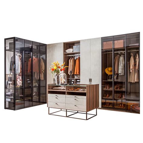 Oppein Open Design Glass Door L Shape Closet Walk In Wardrobe