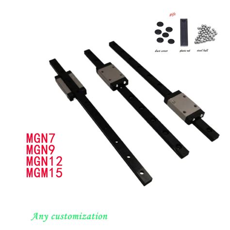 MGN12 MGN9 MGN15 MGN7สดำ300 350 400 450 500 600 800Mm 1PC Linear Rail