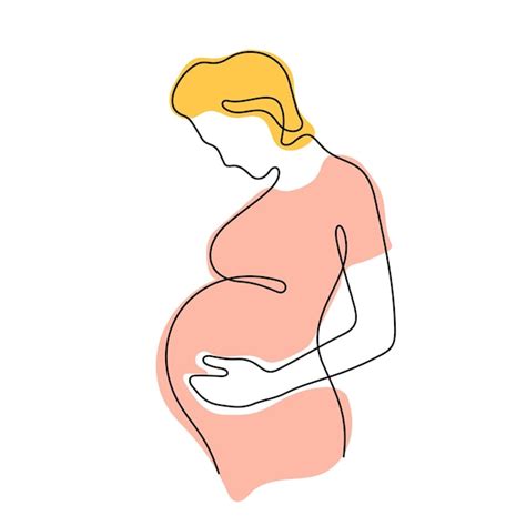 Premium Vector Pregnant Woman Continuous Line Colourful Vector Illustration