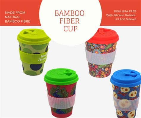 Reusable Bamboo Fiber Cup With Lid Biodegradable