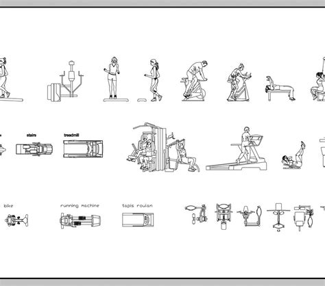 Large Library Of Gym Equipment Machines Autocad 2d Cad Files Dwg Files Plans And Details