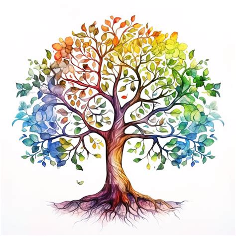 Colorful Mystical Old Tree Clipart Intricate Tree Design In Watercolor