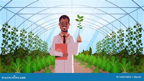 African American Scientist Examining Plant Sample In Test Tube Modern