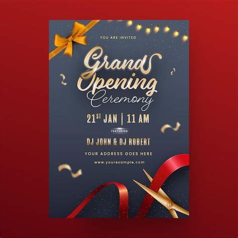 Premium Vector Grand Opening Ceremony Invitation Template Layout With