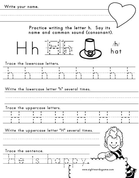 Letter H Printable Worksheets