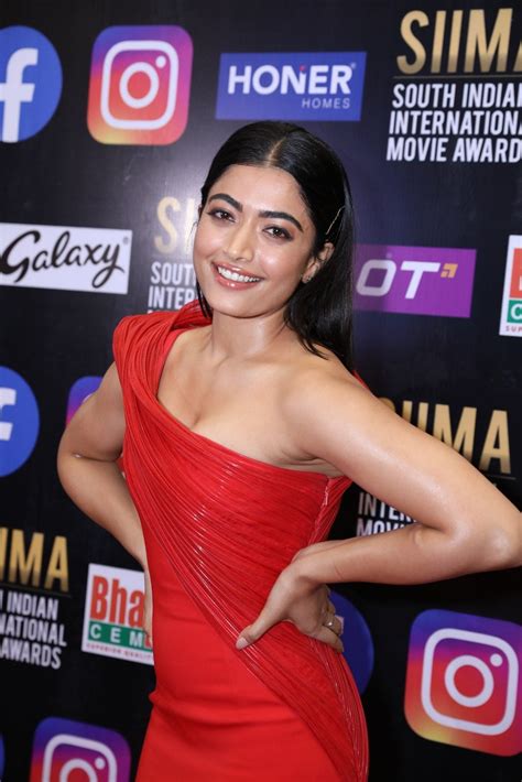 Rashmika Mandanna in Red Outfit Pics at SIIMA Awards 2021