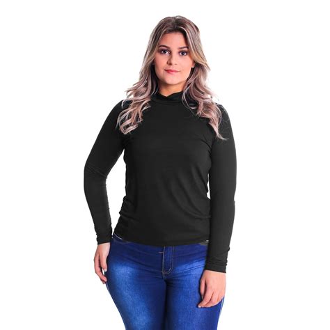 Blusa Segunda Pele Manga Longa Plus Size Lynnce