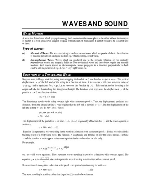 13 - Waves and Sound-01-Theory | PDF | Waves | Tension (Physics)