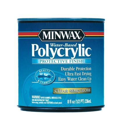 Minwax Polycrylic Protective Finish Semi Gloss Clear 1 2 Pint