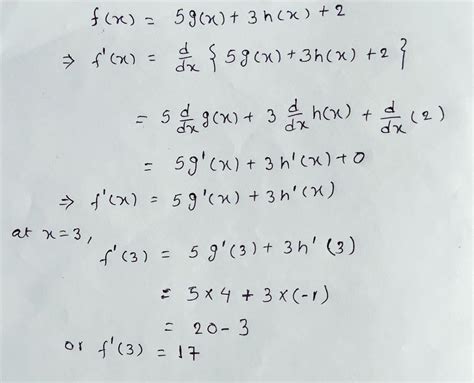 [solved] If G 3 4 And H 3 1 Find F 3 For F X 5g X 3h X 2 A