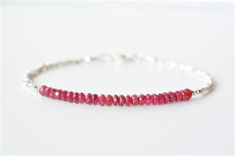 Ruby Birthstone Bracelet, July Birthstone, Sterling Silver, Birthstone ...