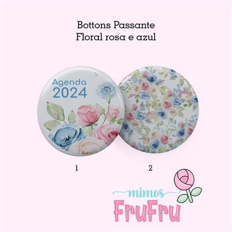 Botton Passante De El Stico Floral Rosa E Azul Elo