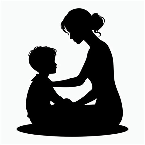 Silhouette Mother And Son Vector Premium AI Generated Vector