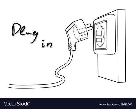 Electricity Plug And Socket Simple Draw Royalty Free Vector