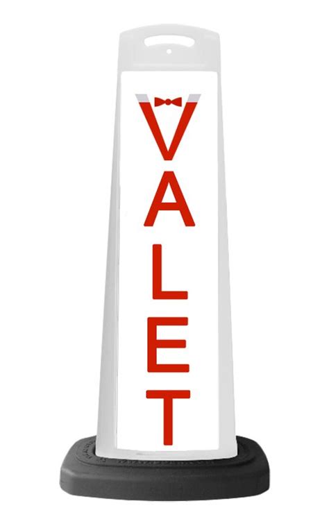 Valet White Vertical Panel With Red Valet Reflective Sign V15