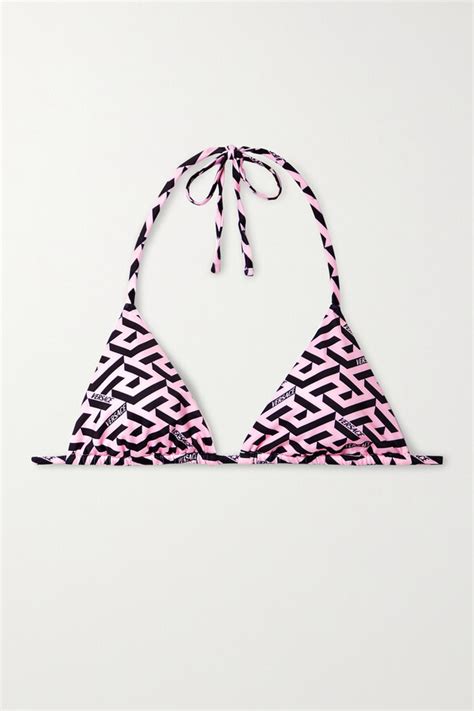 Versace Printed Triangle Bikini Top Pink Shopstyle Swimwear