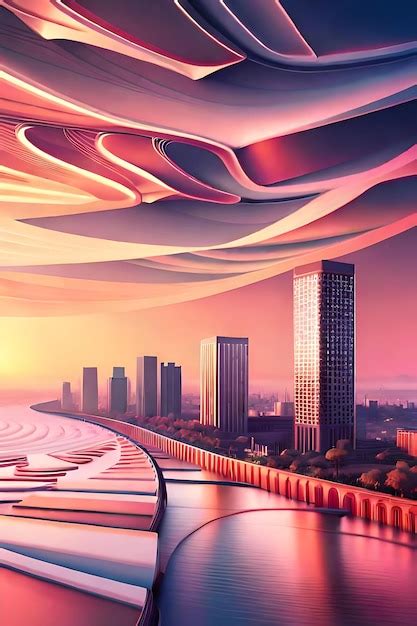 Premium Ai Image Futuristic Landscape Image