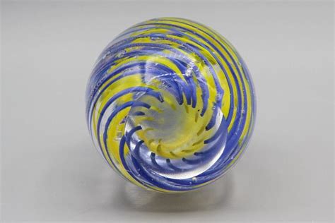 Large Egg Shaped Paperweight Blue And Yellow Lattice Etsy Glass Decor Hand Blown Glass