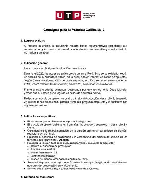 GC N04I Consigna PC 2 21C2A Consigna para la Práctica Calificada 2 1