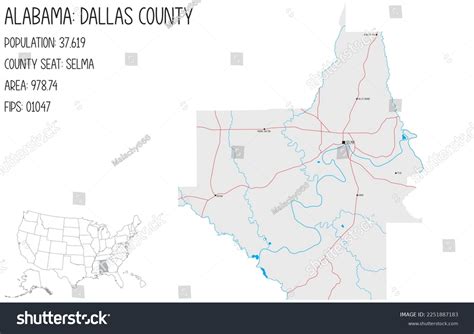 Large Detailed Map Dallas County Alabama Stock Vector Royalty Free