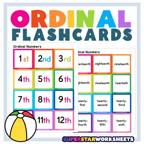 Ordinal Number Flashcards - Superstar Worksheets