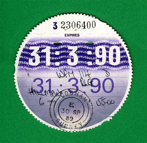 Tax Disc Expiring 31st March 1990 With A Franking For Cobh Flickr