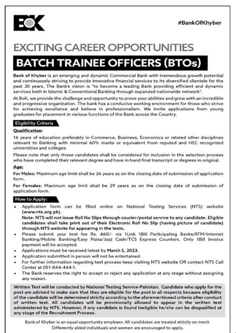 Bank Of Khyber Batch Trainee Officers 2023 Opportunities Finder