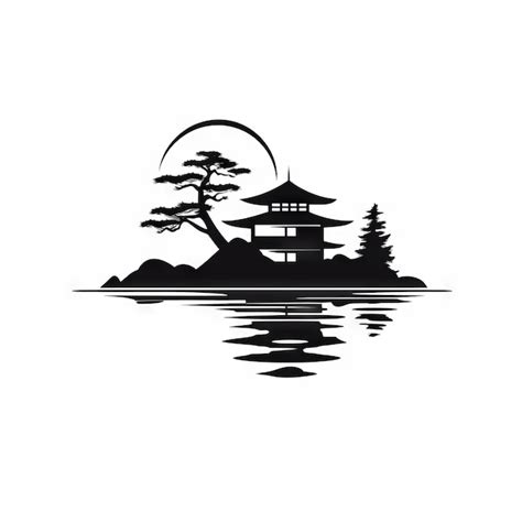 Premium AI Image | modern minimalist logo of a japanese garden black ...