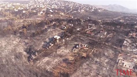 Drone Footage Shows Aftermath Of Greece Fires