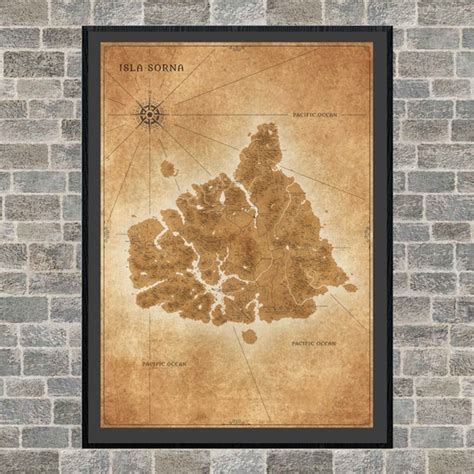 Jurassic Park Isla Sorna Map Poster Isla Sorna Site B Map Etsy