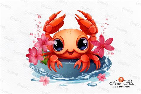 Cute Baby Red Crabs Sublimation Clipart Graphic By Crafticy Creative