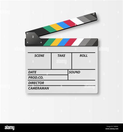 Vector D Realistic Opened Movie Film Clap Board Icon Closeup Isolated