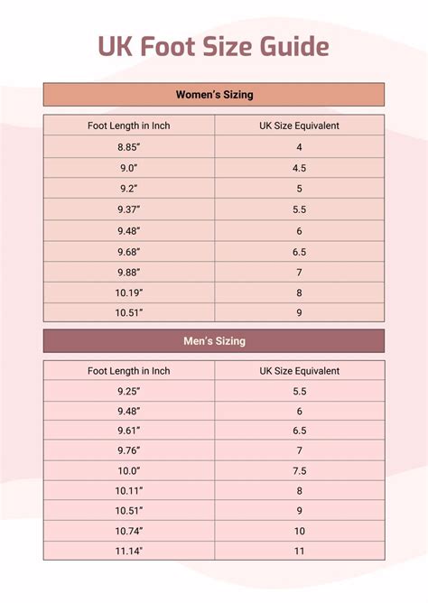 Shoe Size Chart in Illustrator, PDF - Download | Template.net