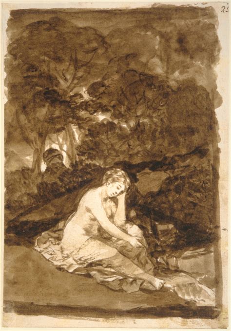 Goya Francisco De Goya Y Lucientes A Partly Naked Woman Seated By A