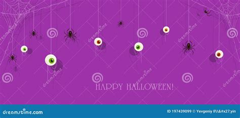 Banner Morado De Halloween Con Ojos Y Ara As Ilustraci N Del Vector