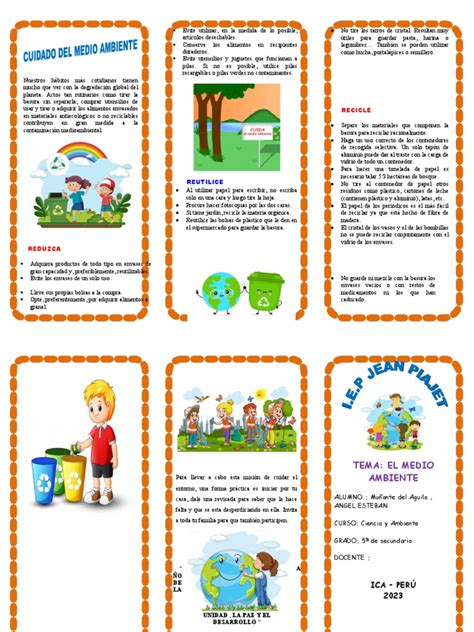 Triptico Del Medio Ambiente B Pdf Residuos Naturaleza