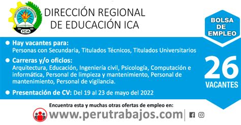 Direcci N De Educaci N Dre Ica Plazas Empleos