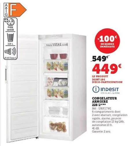 Promo Indesit Congelateur Armoire 228 L Chez Hyper U ICatalogue Fr